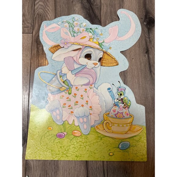 Vintage Easter Die-Cut Decorations Set Of 4 With Bunnies Chicks & Goose - Picture 5 of 7